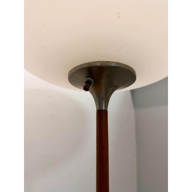 Wood Vintage Mid Century Modern Laurel Rosewood Nickel Mushroom Floor Lamp For Sale - Image 7 of 11
