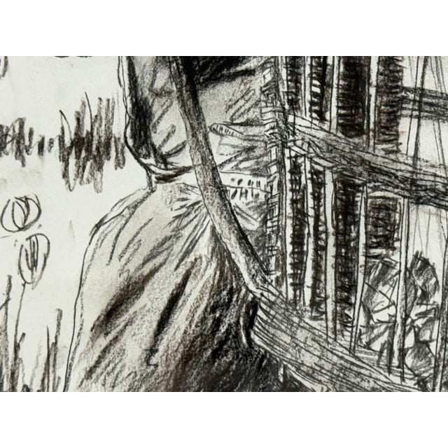 Drawing of European Laborer in Charcoal, Framed For Sale In San Francisco - Image 6 of 12