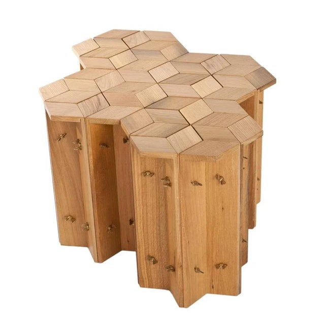 Gold Mike Reclaimed Oak Stool by Fred and Juul For Sale - Image 8 of 10