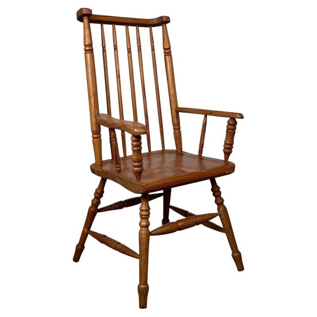 20th Century Country Pitch Pine Stick Back Armchair For Sale - Image 14 of 14