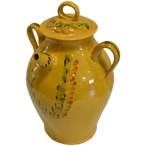 Turn of the Century Large Covered Earthenware Water Jug