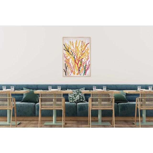 Paper 2025, Abstract Organic Seascape, Coral Forest, Orange Marine Flora, Gouache Crayon on Watercolor Paper by Romina Milano For Sale - Image 7 of 8