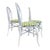 English Set of 3 White Rattan Dining Chairs With Green Gingham Cushions For Sale - Image 3 of 9