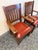 High Quality American Made Solid Oak Dining Armchair with Slatted Backrest and Red Leather Upholstered Seat Dimensions:...