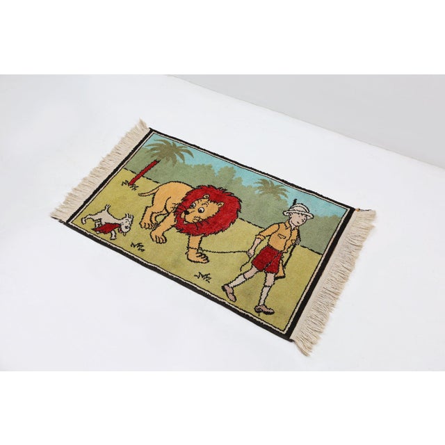 Rug Tintin in Africa, Belgium, 1950s For Sale - Image 6 of 10