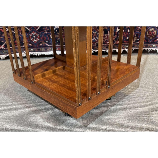 English Revolving Bookcase in Yew Wood, 1970s For Sale - Image 11 of 13