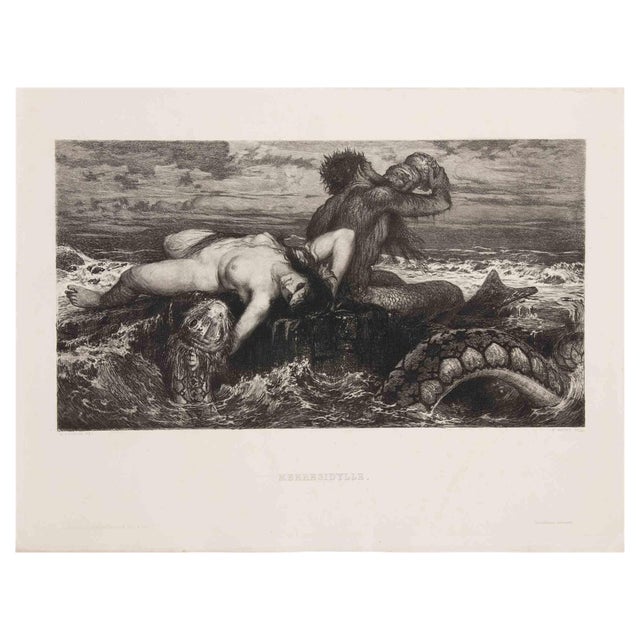 After Arnold Böcklin, Meeresidylle, Etching, Early 20th Century For Sale