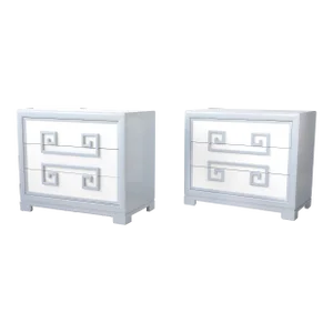 1940s Mid-Century Modern Kittinger Chests with Greek Key Motif - a Pair