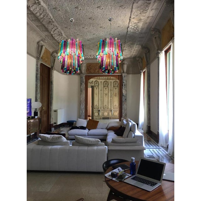 Multi-Color Triedri Chandeliers in Murano, 1970s, Set of 2 For Sale - Image 12 of 18