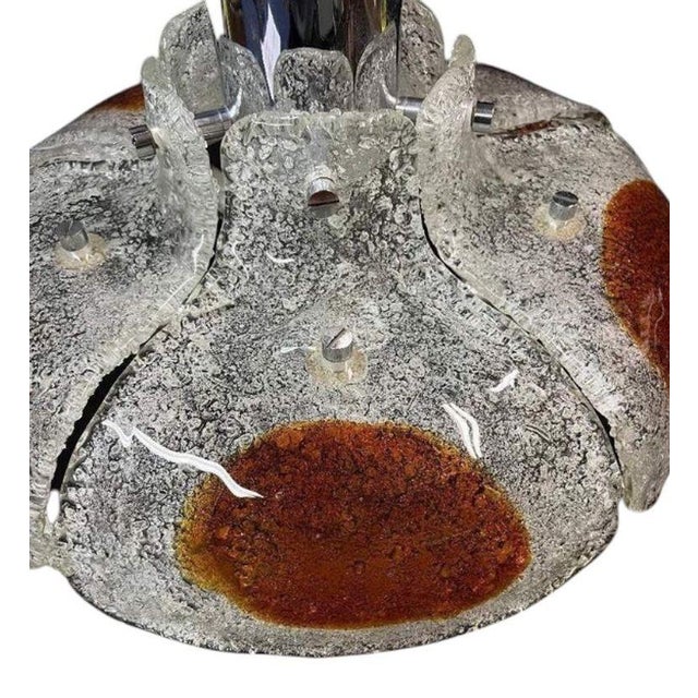 Glass 1970s Mazzega Italian Pendant With Amber & Clear Murano Glass For Sale - Image 7 of 8