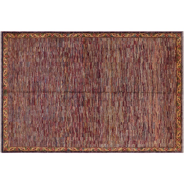 Modern Gabbeh Blue/Red Wool Rug - 8'1'' X 9'10'' For Sale - Image 9 of 10