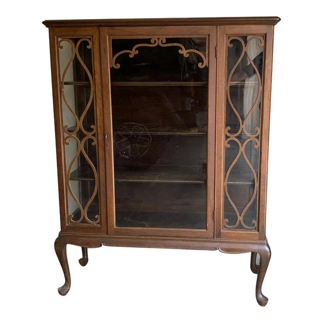 Victorian Queen Anne Style Mahogany Vitrine For Sale