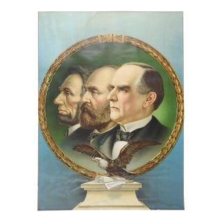 1900s Presidential Lincoln McKinley Garfield Memorial Chromolithograph For Sale
