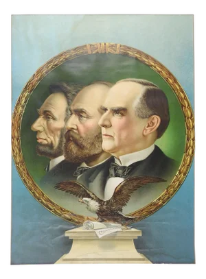 1900s Presidential Lincoln McKinley Garfield Memorial Chromolithograph