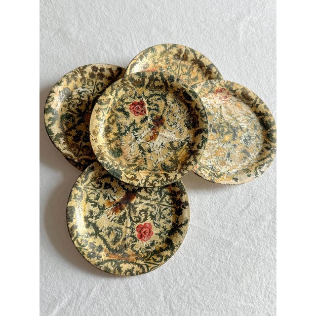 Paper Vintage Mid-Century Paper Mâché Alcohol-Proof Coasters Set of 6 For Sale - Image 7 of 10