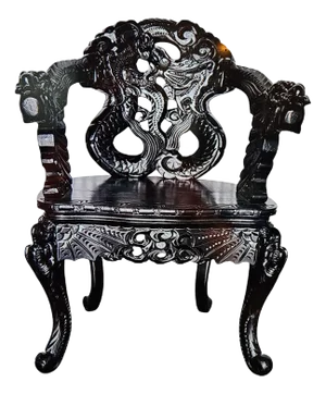 Early 20th Century Antique Japanese Dragon Throne Chair