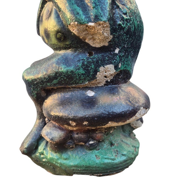 Paint Anthropomorphic Adoring Frog Mushroom Cement Sculpture Yard Art Loving Statue For Sale - Image 7 of 18