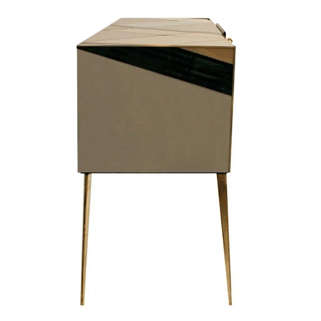 1950s Mid-Century Solid Wood and Colored Glass Italian Sideboard For Sale - Image 5 of 13