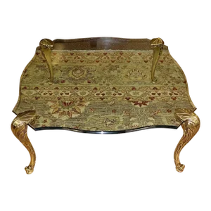 Mid 20th Century P.E Guerin Attributed Hollywood Regency Glass and Bronze Feet Coffee Table