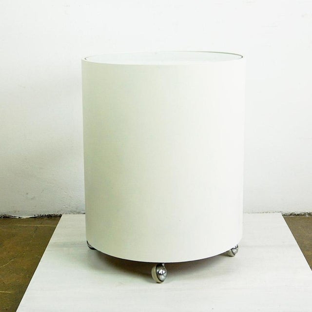 Space Age White Circular Trolley attributed to Opal, Germany, 1960s For Sale - Image 10 of 11