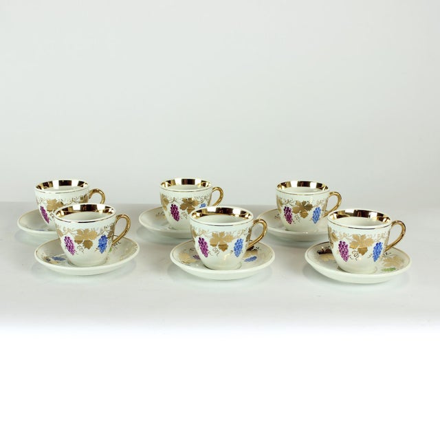 Porcelain Coffee or Tea Cups by Ditmar Urbach, 1940s, Set of 6 For Sale - Image 9 of 9