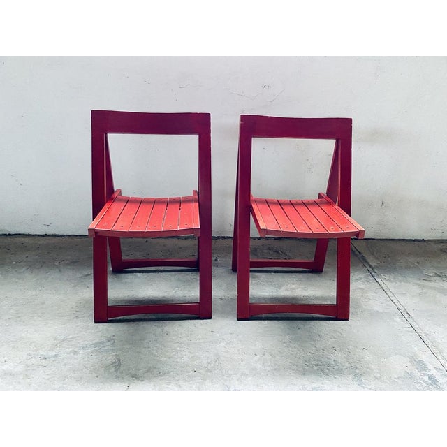 Vintage Trieste Folding Chairs by Aldo Jacober for Bazzani, Set of 2, in Good conditions. Designed 1960 to 1969 This piece...