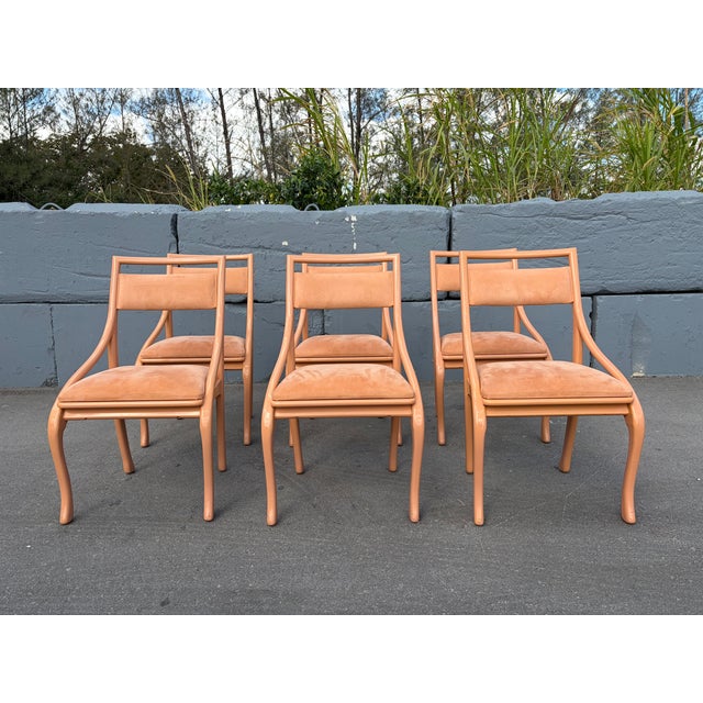 Art Nouveau Set of Six Designer Dining Chairs, Art Nouveau Style, 1980s For Sale - Image 3 of 17