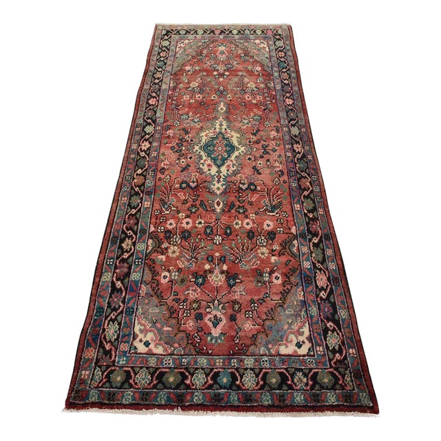 Malayer Runner 3’10” X 9’2” Red Wool Semi-Antique Traditional Hand-Knotted Rug For Sale