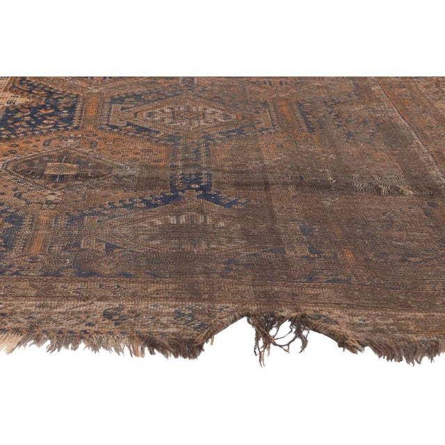 Distressed Antique-Worn Persian Shiraz Rug - 05'10 X 09'05 For Sale - Image 4 of 10