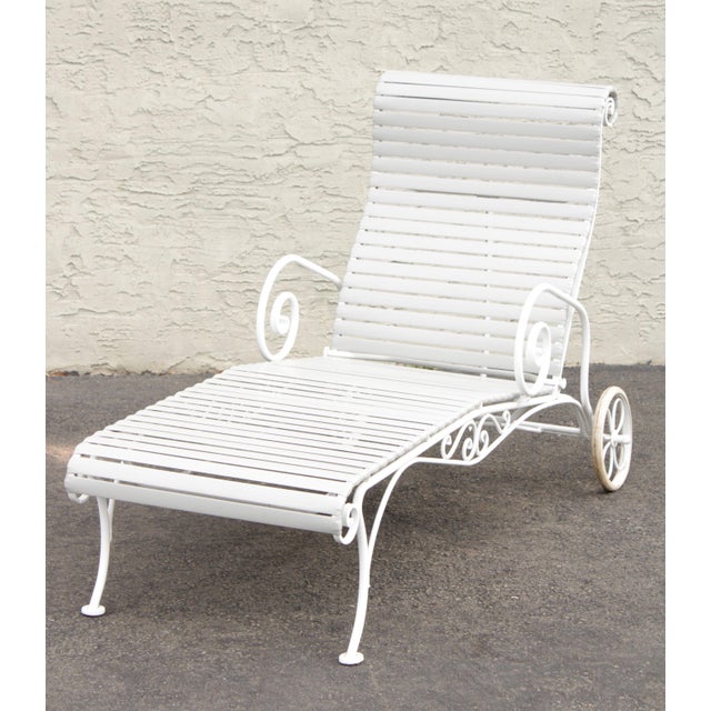 Mid 20th Century Scrolled Iron Patio Chaise Lounges A Pair Chairish