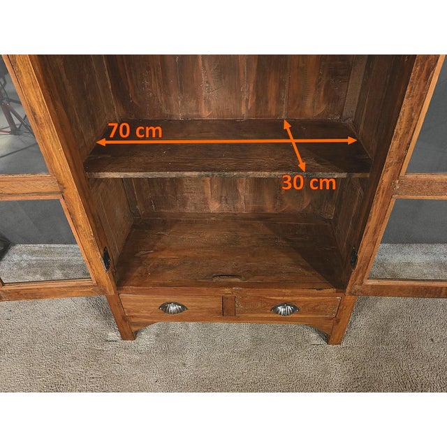 Glazed Cabinet in Teak, India, Early 20th Century For Sale - Image 14 of 17