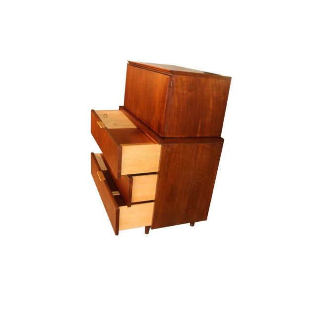 1960s John Stuart Mid Century Highboy Walnut Dresser For Sale - Image 5 of 13