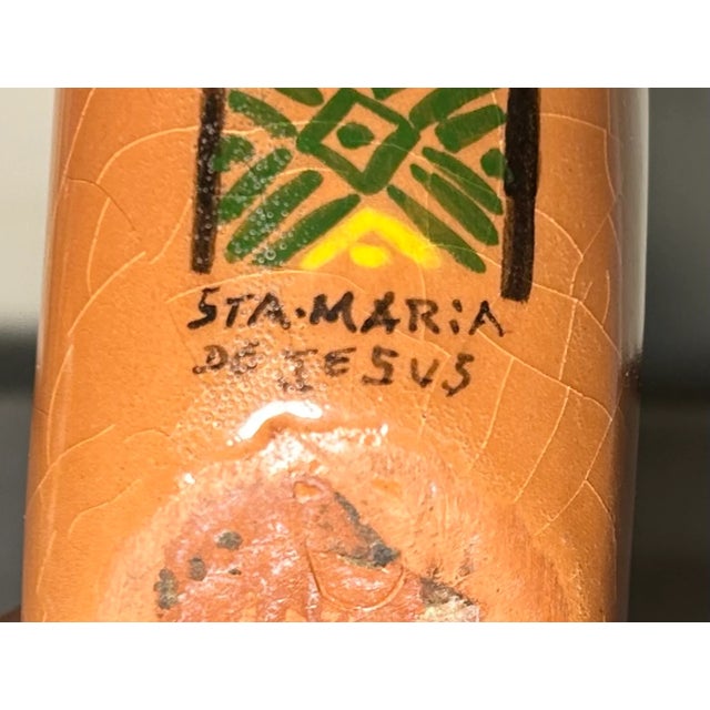 Orange Circa 1970 Santa Maria De Jesus Ceresa Guatemala Pottery Terracotta Standing Ring Vase For Sale - Image 8 of 8