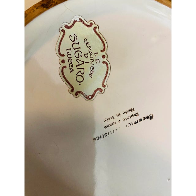 Italian Ceramiche Hand Painted Serving Bowl Blue & Yellow Lemon Design Sign For Sale - Image 9 of 10