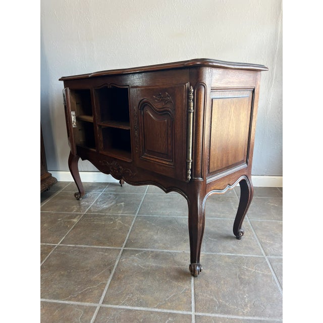 Traditional Vintage Belgian Oak Sideboard With Carved Floral Detail, Early 1900s For Sale - Image 3 of 8