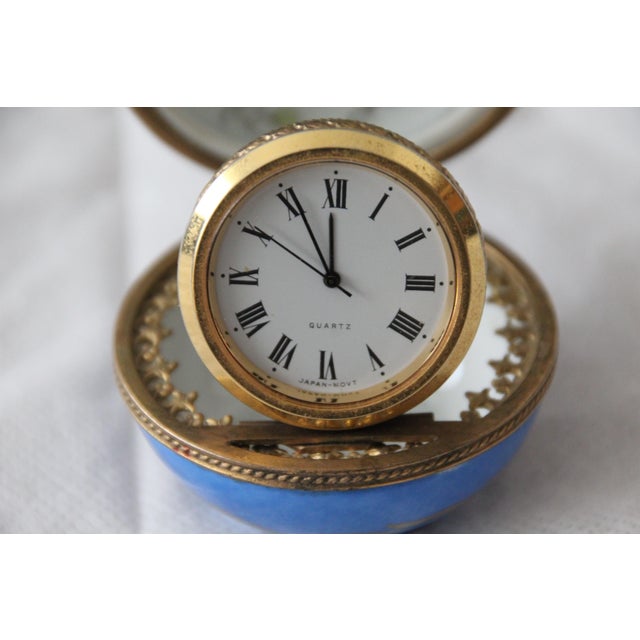 Blue Limoges Porcelain Clock Box with Pheasant Decor, 1970s For Sale - Image 3 of 14