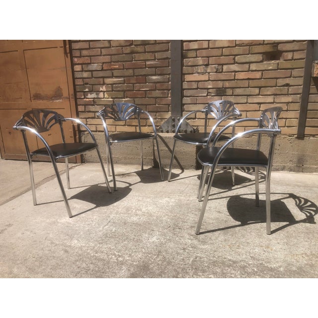 Postmodern Alisea Armchairs by Lisa Bross for Studio Simonetti, Italy, 1980s, Set of 4, in Very Good conditions. Designed...