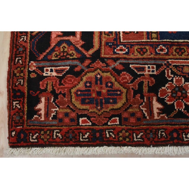 Heriz Rug 8’2” X 11’9” Red Wool Vintage Tribal Hand-Knotted Oriental Carpet For Sale - Image 12 of 15