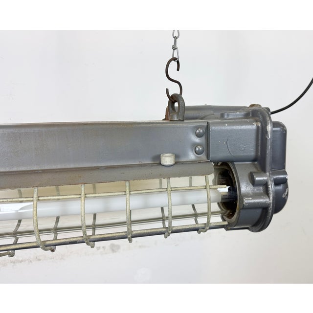 Industrial Grey Hanging Tube Light from Elektrosvit, 1970s For Sale - Image 12 of 18