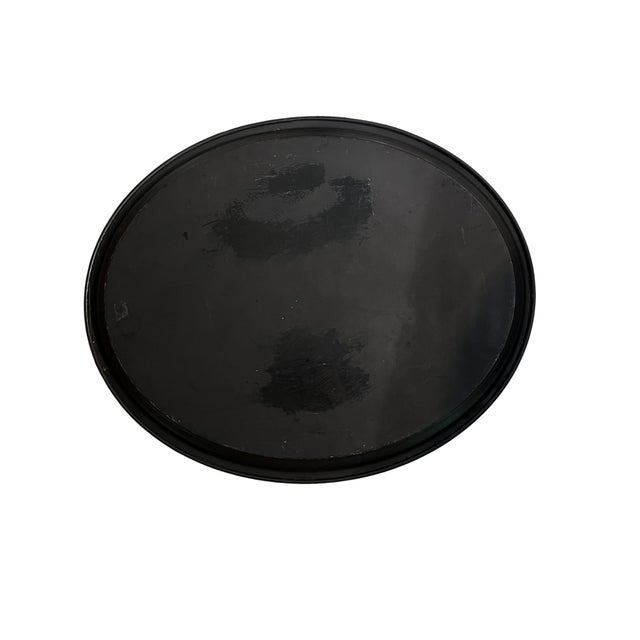 Ralph Lauren Antique American Black & Gold Tole Tray With Federal Eagle Motif, Early 20th Century For Sale - Image 4 of 11