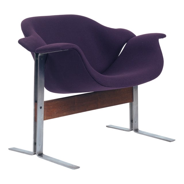 Lounge Chair in Pink Wool on Steel Frame by Just B. Meijer for Kembo, 1960s For Sale