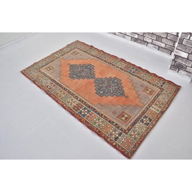 1950s 1950s Low Pile Distressed Wool Rug, Authentic Turkish Accent Rug For Sale - Image 5 of 10