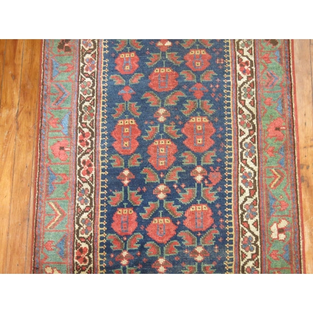 Traditional Navy Green Floral Persian Runner, 20th Century For Sale - Image 4 of 6