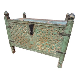 19th Century Nomadic Afghani Wedding Chest- Heavily Carved For Sale