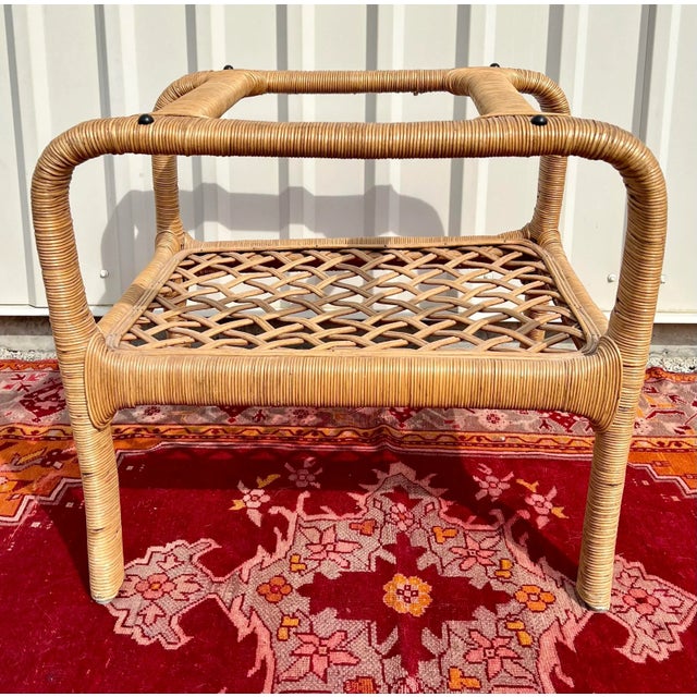 Natural Wrapped Bamboo Rattan Waterfall Side or End Table For Sale - Image 10 of 10