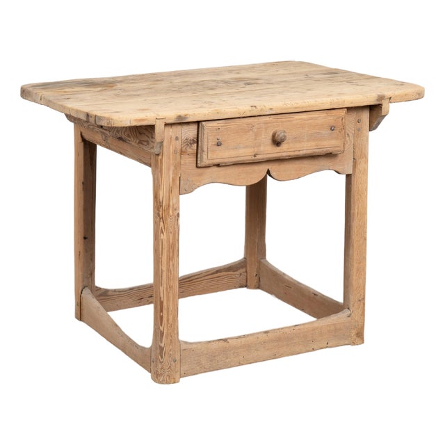 19th Century Rustic Pine Side Table With Single Drawer For Sale