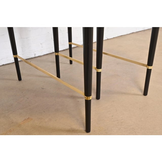 Paul McCobb Connoisseur Collection Black Lacquered Mahogany and Brass Extension Dining Table, Newly Refinished For Sale - Image 9 of 12