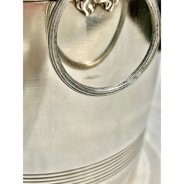 French Art Deco Silver Plate Champagne Bucket – L’Orfèvrerie Lion Head Ring Handles, Early 20th Century For Sale - Image 14 of 14