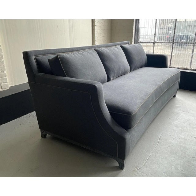 Modern Gray & Olive Green Alpaca Wool Slope Arm Sofa With Charcoal Cerused Oak Wood Base For Sale - Image 3 of 8