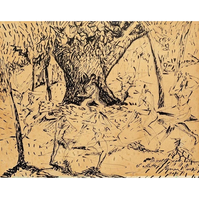 The Dance - Original China Ink Drawing by Beppe Guzzi - 1950s 1949 For Sale - Image 3 of 3